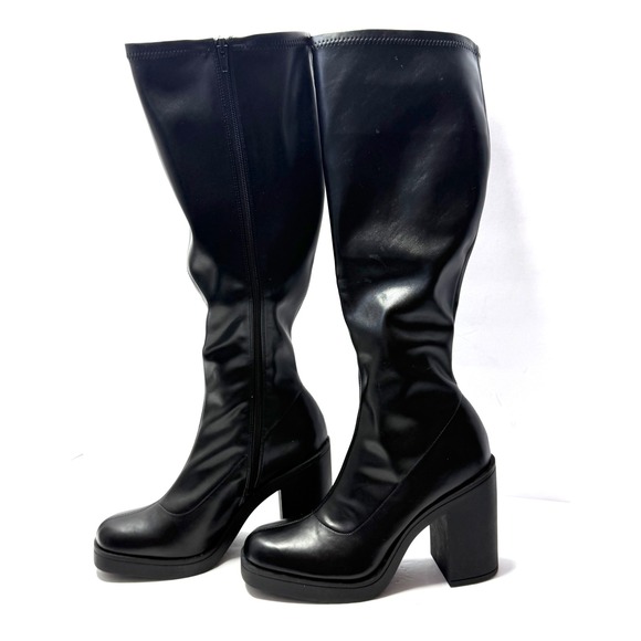 Madden Girl Women Dreammerr Stretch Knee-High Block-Heel Boot Black Size 6.5 NWT - Picture 4 of 11